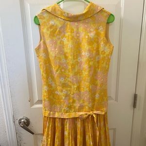 Vintage 1960s Mod Floral Dress Psychedelic